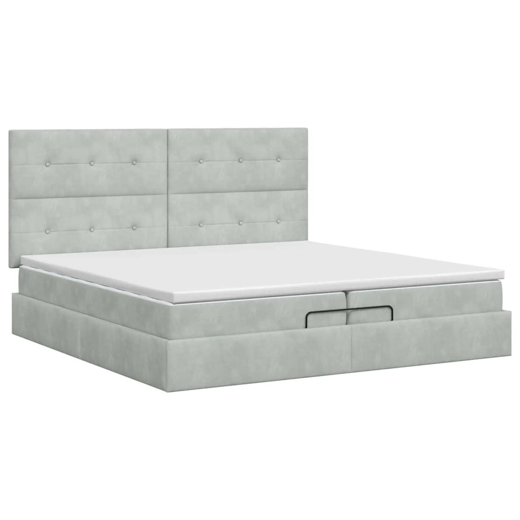 Letto ottomano con materasso Grigio Chiaro 200 x 200 cm Velluto 3457743