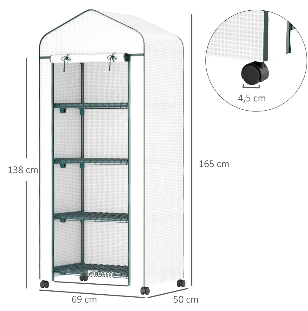 Serra da balcone in acciaio con telo resistente e 4 ripiani, 69 x 50 x 165 cm, ideale per pomodori e piante