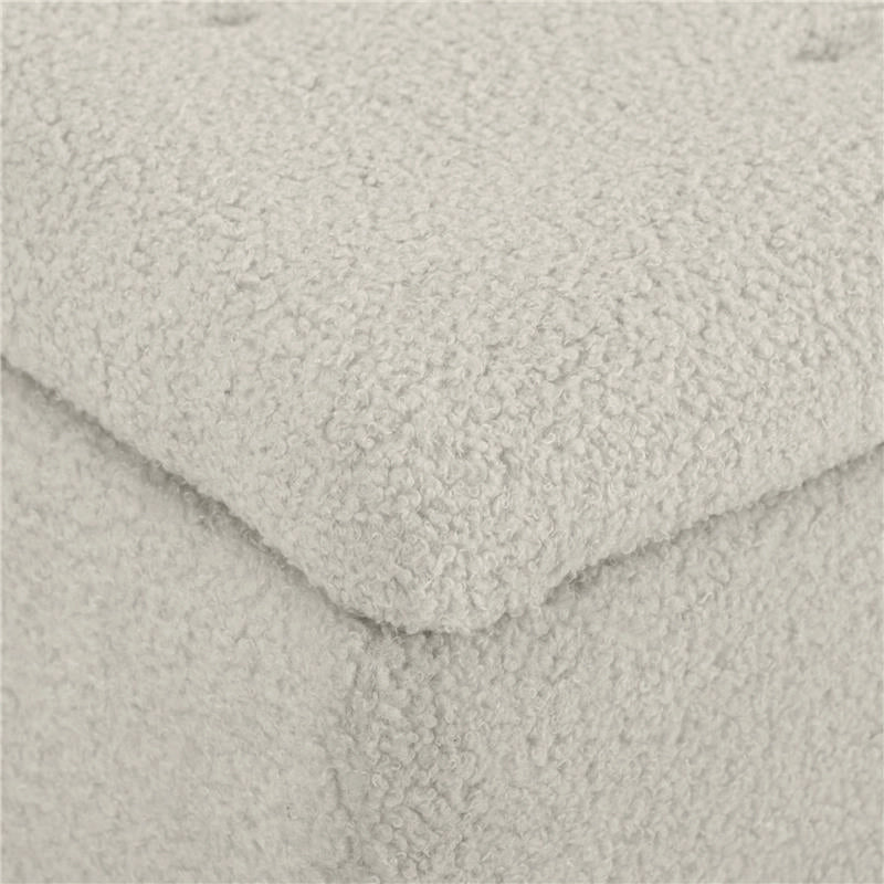 PANCA FONDOLETTO CON VANO CONTENITORE DA 47L E RIVESTIMENTO BOUCLÉ, 95X38X45 CM, BEIGE