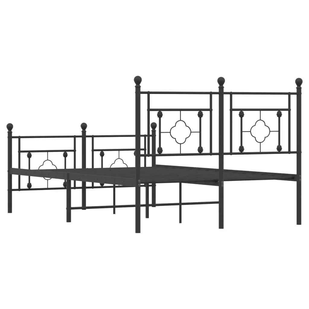 Giroletto con Testiera e Pediera-Struttura Letto Metallo Nero 120x190 cm 392573