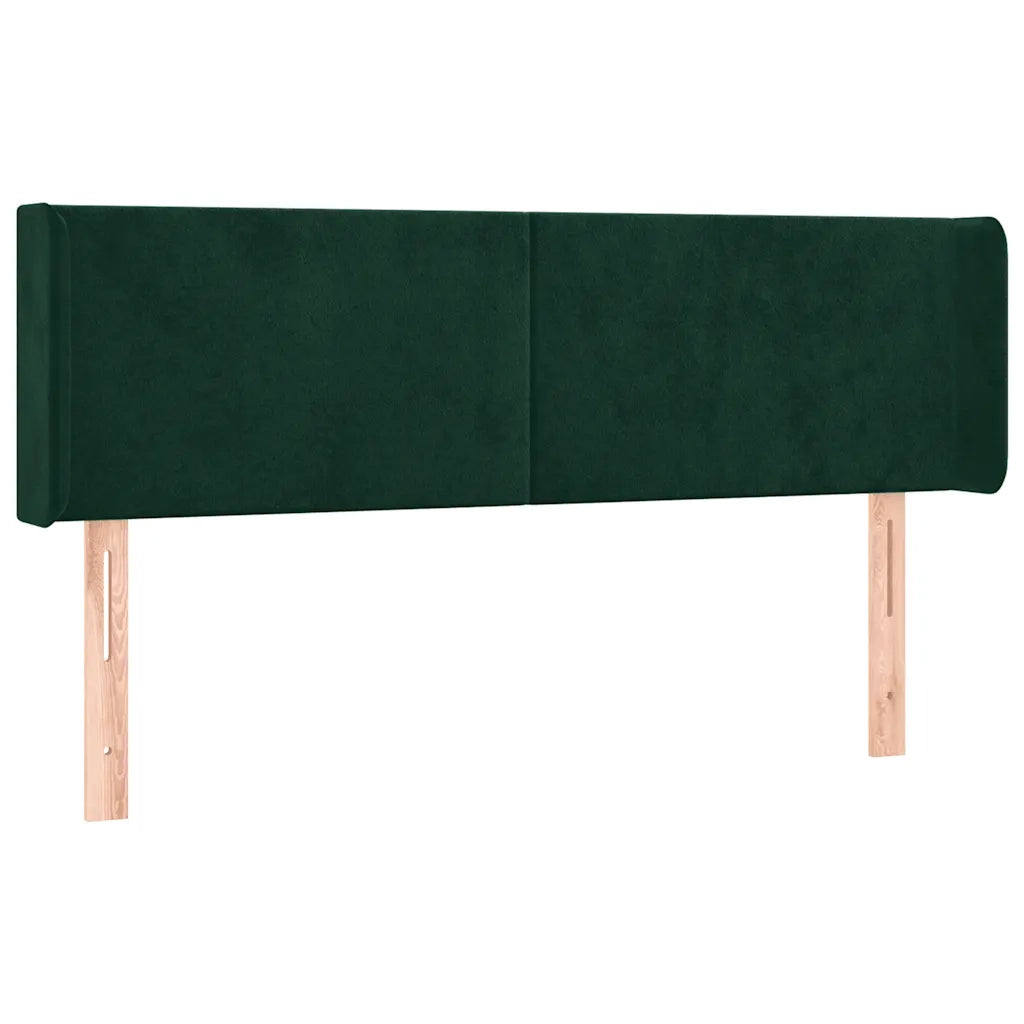 Testiera | Testata ad Orecchio Verde Scuro 147x16x78/88 cm in Velluto