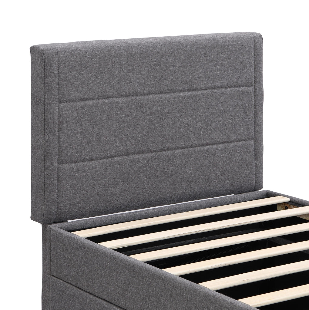 Letto imbottito 90x200 cm con contenitore e rete a doghe