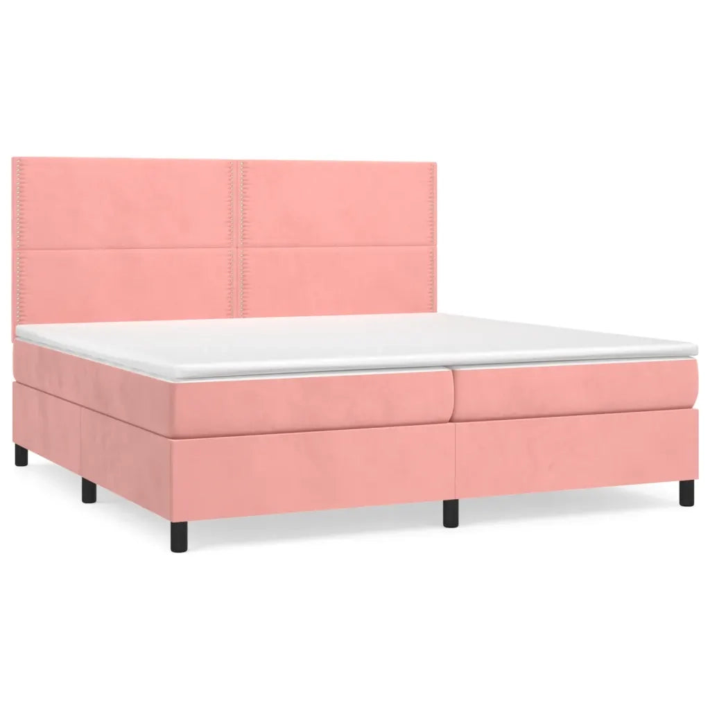 Giroletto a Molle con Materasso Rosa 200x200 cm in Velluto 3142988