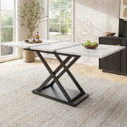 Tavolo da pranzo allungabile 120-160x80x75 cm; MDF e metallo; bianco e nero