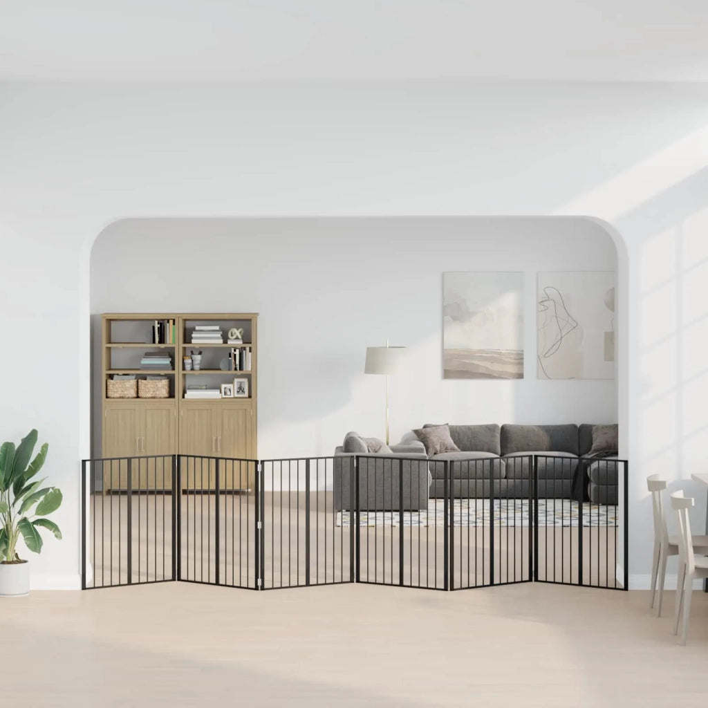 Cancello per cani 6 pcs Nero 80 x 100 cm Acciaio zincato 892003