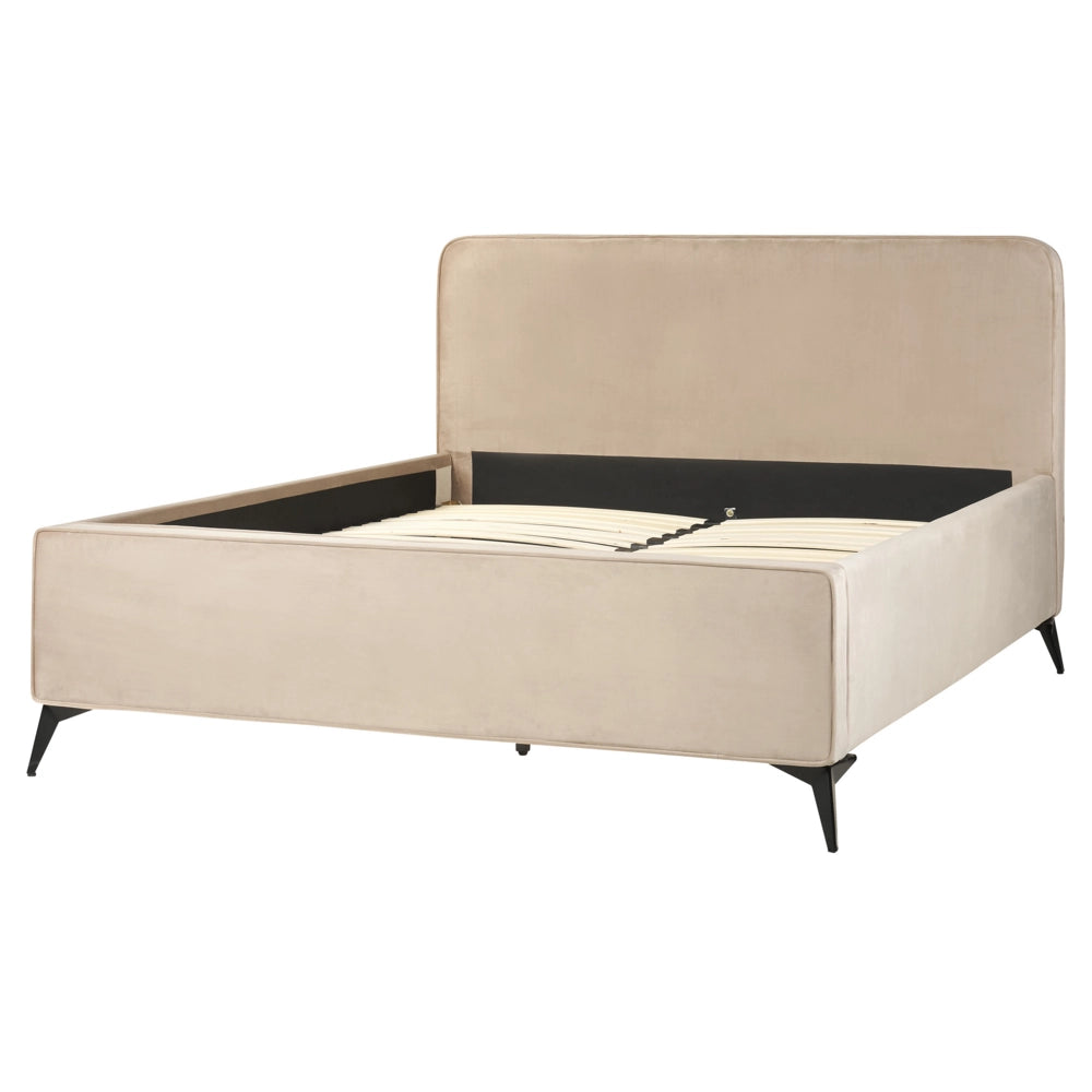 Letto Grigio Talpa in velluto Gambe in metallo nero 160 x 200 cm a doghe Camera da letto Classica Minimalista