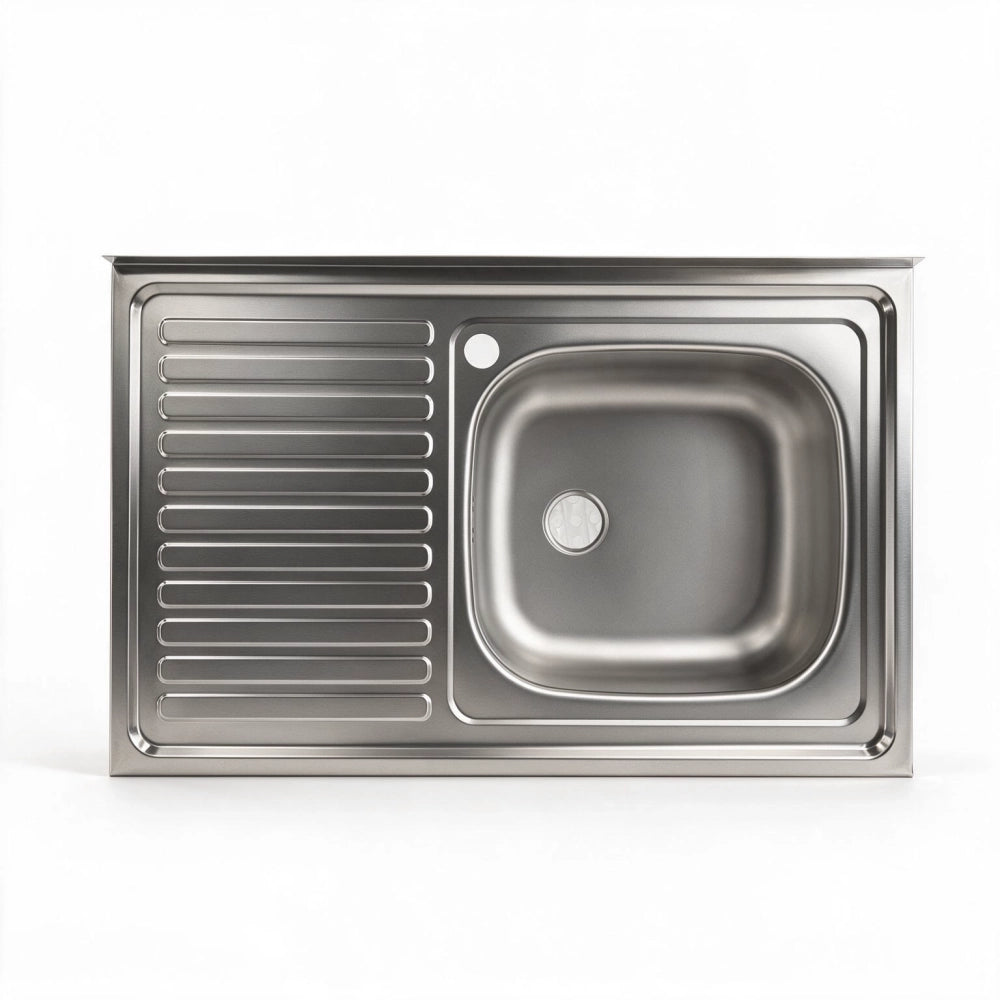 Lavello appoggio acciaio inox 80x50 cm una vasca e gocciolatoio sinistro SA216