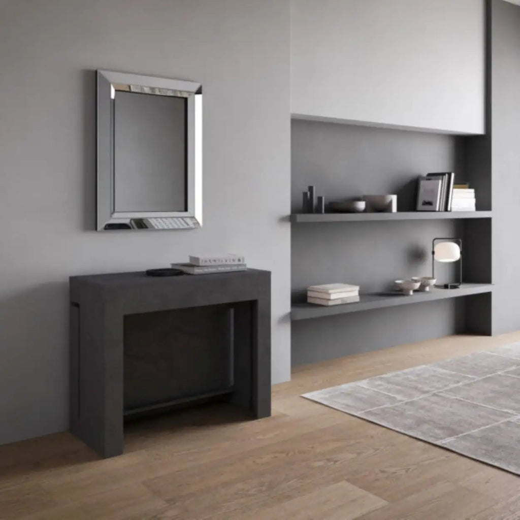 Consolle allungabile 90x42/302 cm Evolve antracite spatolato allunghe interne
