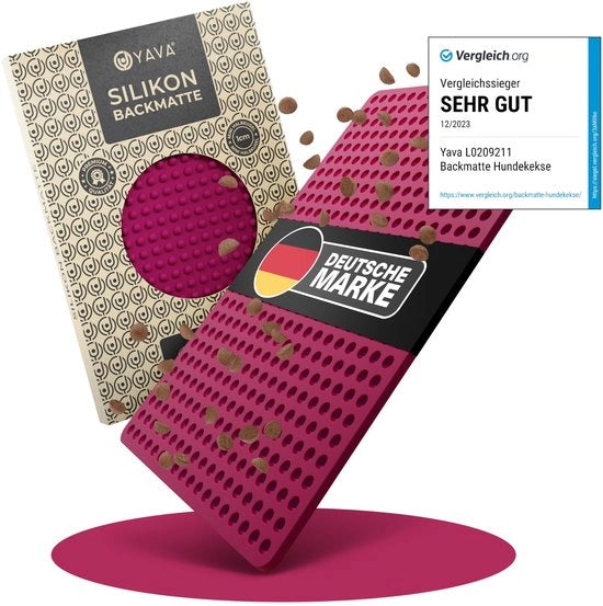 Mat di cottura per biscotti per cani Vincitore Test, mini-rettangolare (1 cm), mat di cottura per biscotti per cani, mat di cottura per biscotti per cani, mat di silicone, BPA-free (rosso bordeaux)