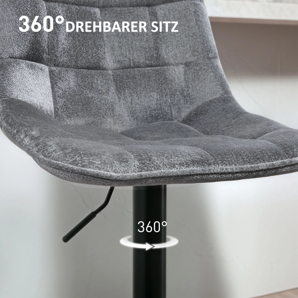 Sgabelli da bar 2 pezzi con schienale ¨C zephmum ¨C girevoli, regolabili in altezza, grigio scuro