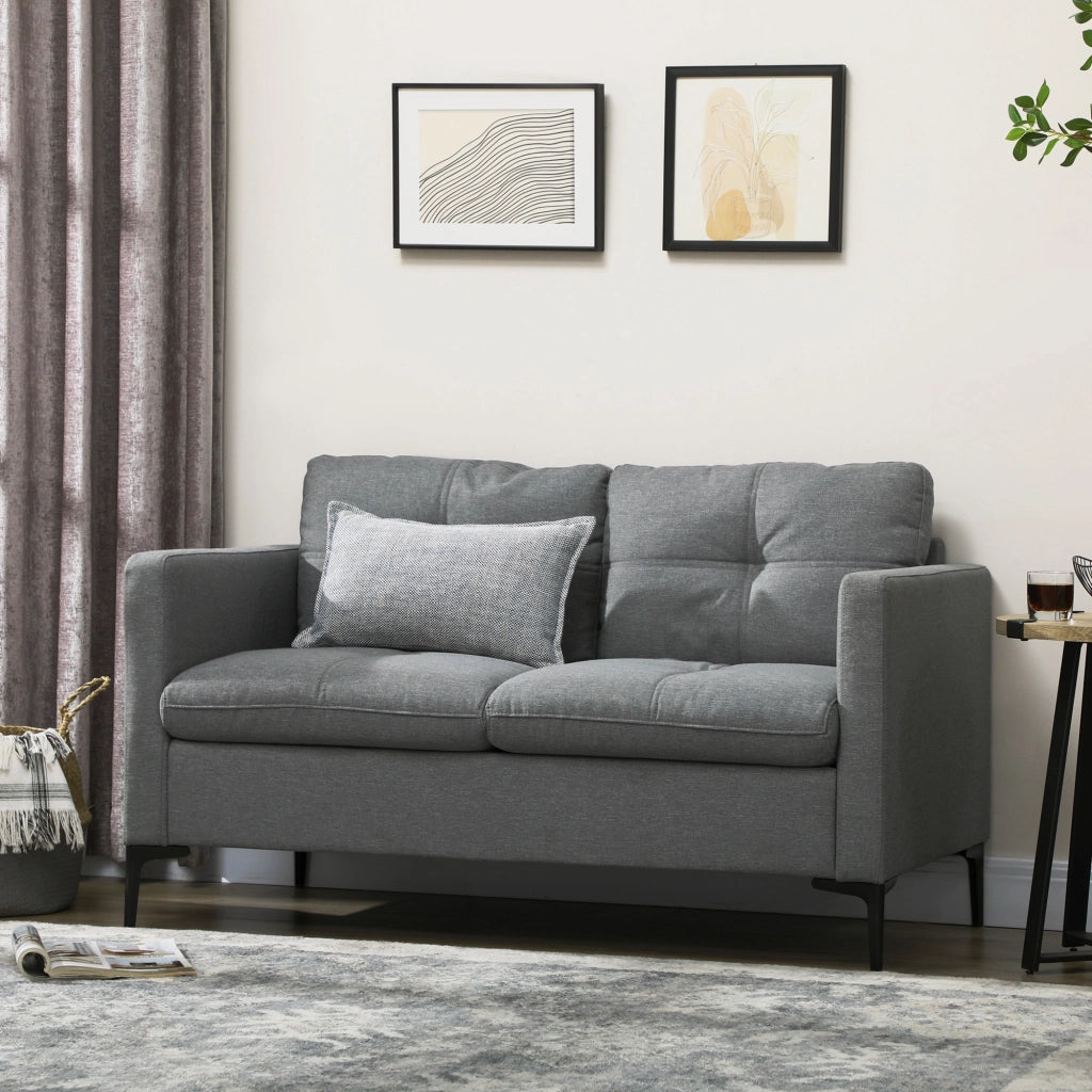 Divano 2 posti contemporaneo ¨C zephmum ¨C tessuto grigio scuro pi¨¨tement in metallo nero