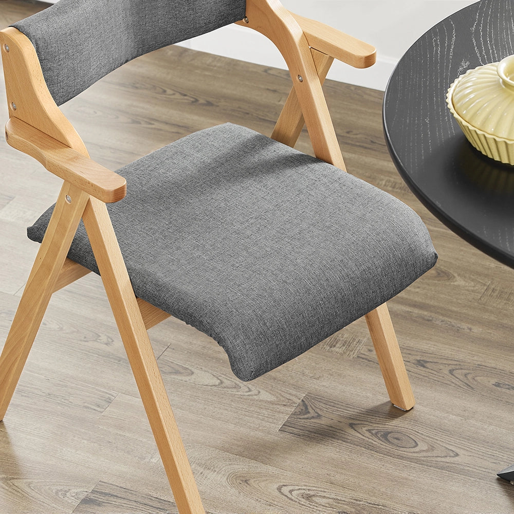 SoBuy Sedia Pieghevole in Legno con Cuscino – Sedie Giardino Pieghevoli e Sedie Impilabili da Interno, Sedia da Giardino Pieghevole per Ufficio Ospiti, Cucina o Balcone, Colore Grigio FST98-HG