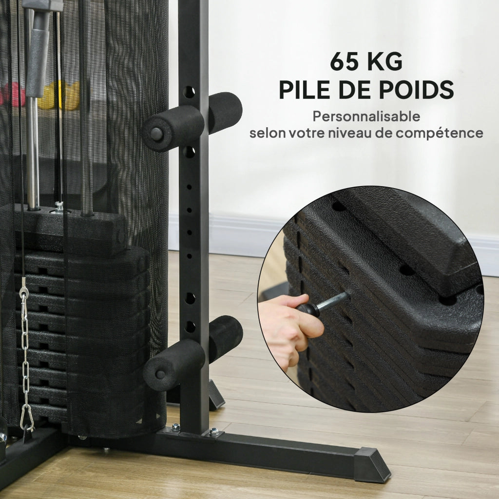 Attrezzatura Palestra Casa con Banco Pesi 65 kg ¨C zephmum ¨C Nero e Blu