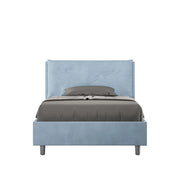 BS COM Letto una piazza e mezza con rete imbottito 120x200 microfibra azzurro
