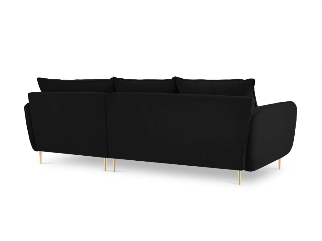 Cosmopolitan Design - Divano angolare destro "Vienna" 5 posti in velluto nero 