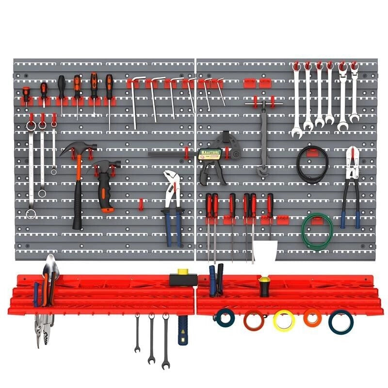 CONTENITORE PORTAUTENSILE CON 50 GANCI MONTAGGIO A MURO ROSSO GRIGO 54PZ