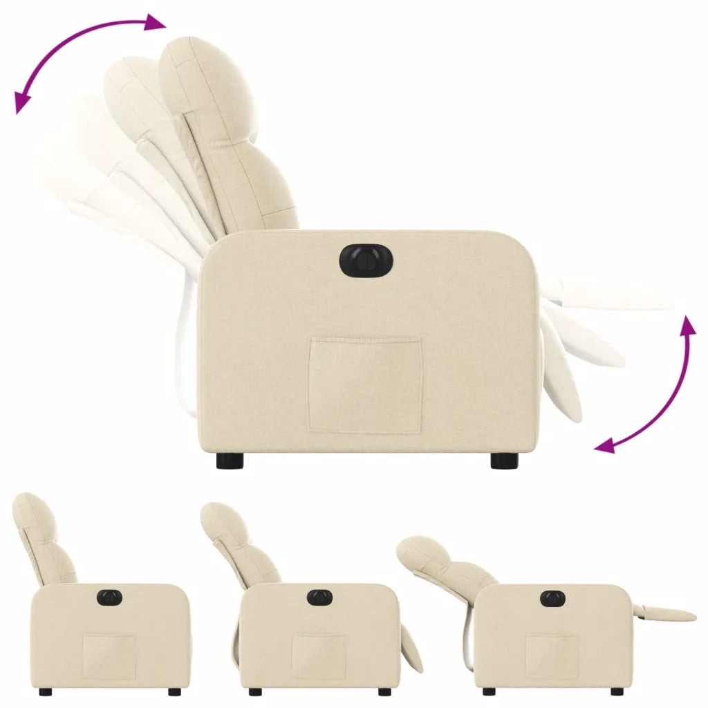 Poltrona Elettrica Reclinabile Crema in Tessuto 3206785