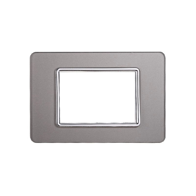Placca In Vetro Serie Starlight 3P Colore Silver Compatibile Con Vimar Plana