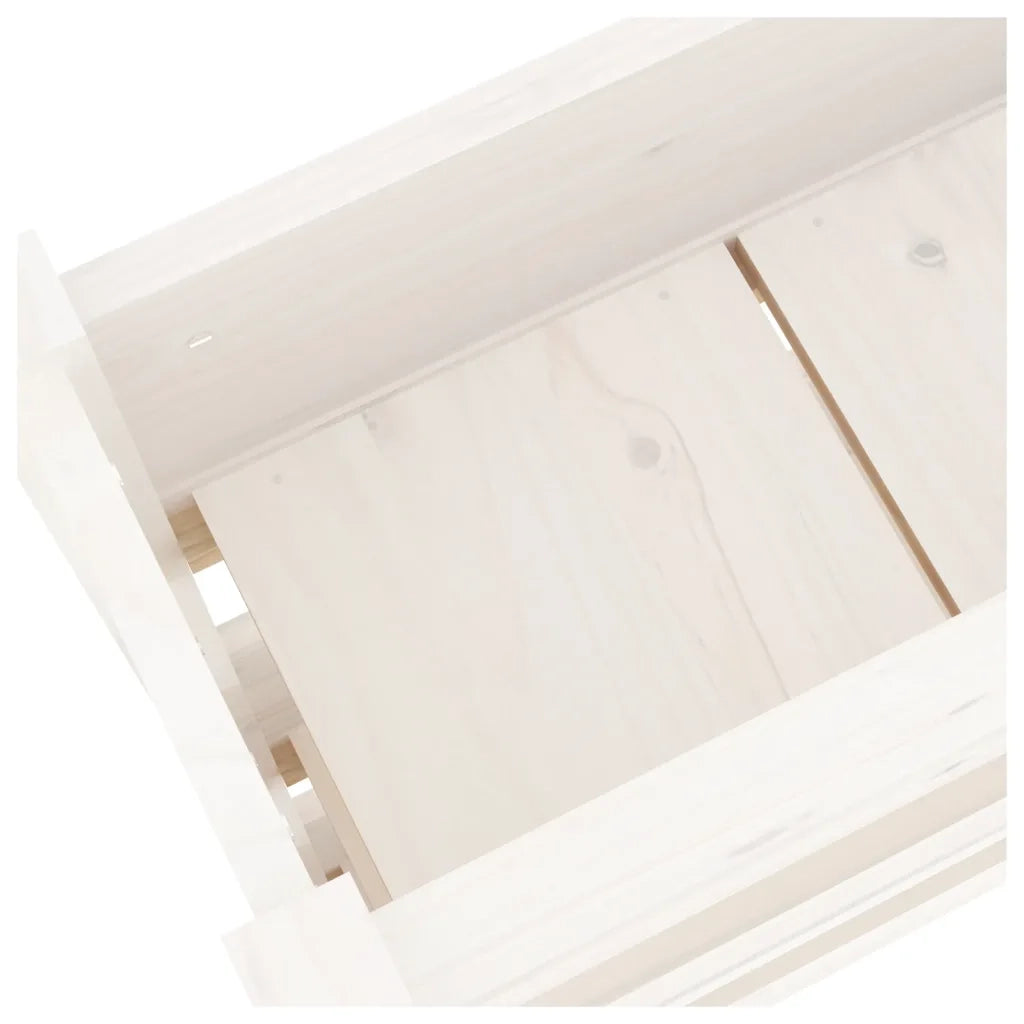 Fioriera-Vaso-Contenitore per Piante Bianca 77x25x104,5 cm in Legno Massello di Pino