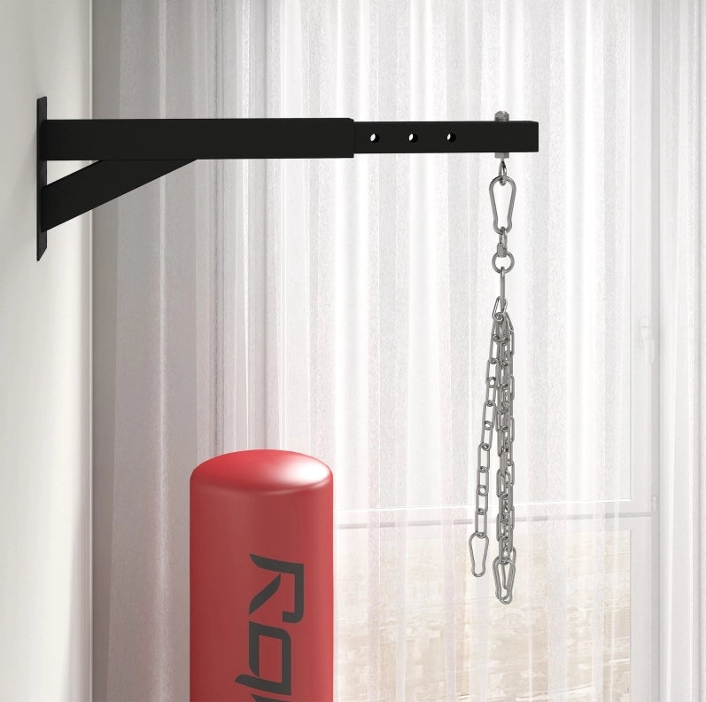 Supporto da parete per sacco da boxe 65 x 12 x 20 cm in acciaio nero regolabile