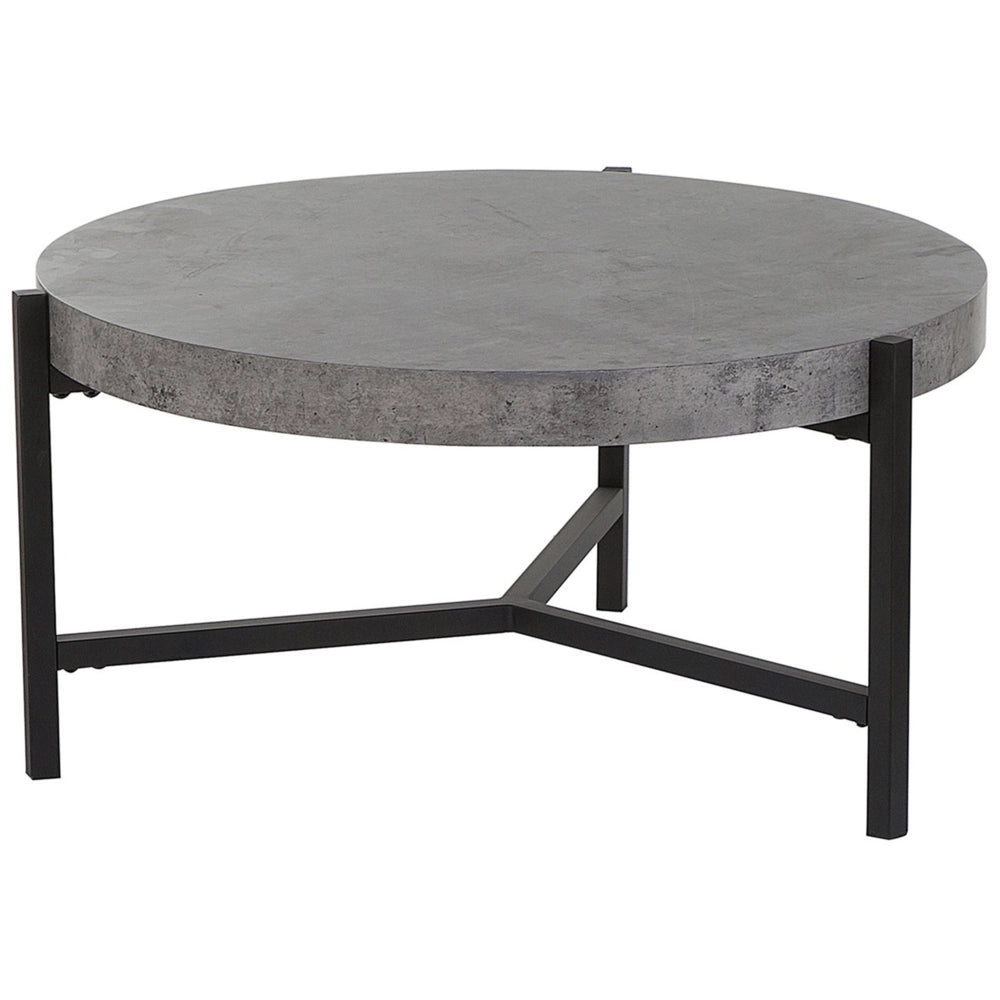 Tavolino Grigio Effetto Cemento Piano Gambe in Metallo Nero 75 cm Rotondo Moderno Soggiorno Industriale
