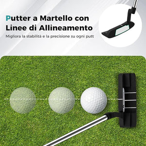 Set Completo di Mazze da Golf con Sacca a Treppiede, Include con Driver 1 da 460CC, Legno 3, Ibrido, Ferri 5, 6, 7, 8, 9, P, S, Putter e Copertura Antipioggia per Destrimani