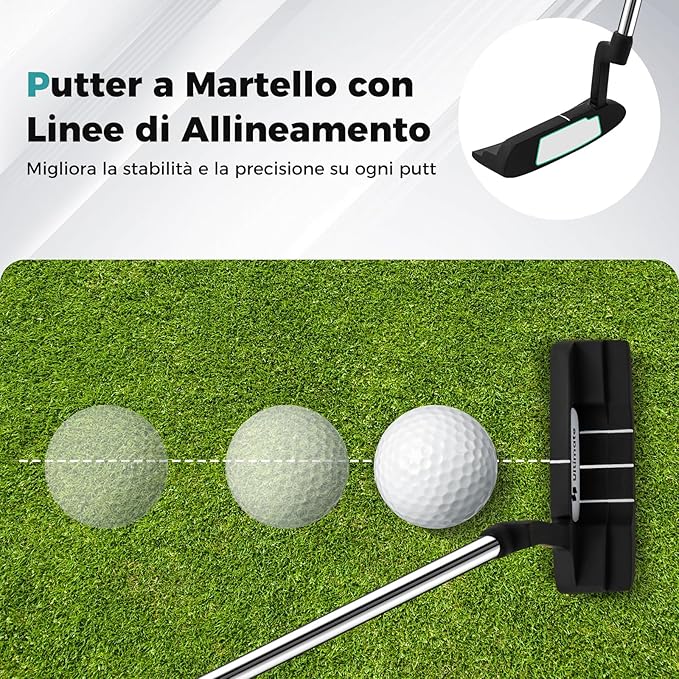 Set Completo di Mazze da Golf con Sacca a Treppiede, Include con Driver 1 da 460CC, Legno 3, Ibrido, Ferri 5, 6, 7, 8, 9, P, S, Putter e Copertura Antipioggia per Destrimani