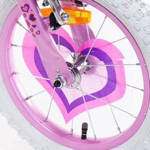 SCH PINK LOVE 14", bicicletta per bambini, adatta ad eta'  tra i 4 e i 6 anni, per altezza tra 100 e 120 cm, con cestin