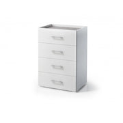 Cassettiera 4 cassetti con guide in metallo e piano vassoio effetto cemento bianco 60x41x87 cm - Terraneo