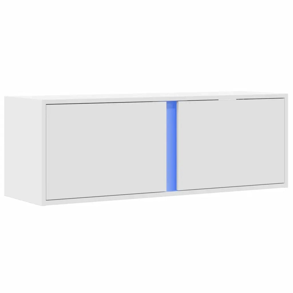 vidaXL Mobile TV a Parete con Luci LED Bianco 100x31x35 cm
