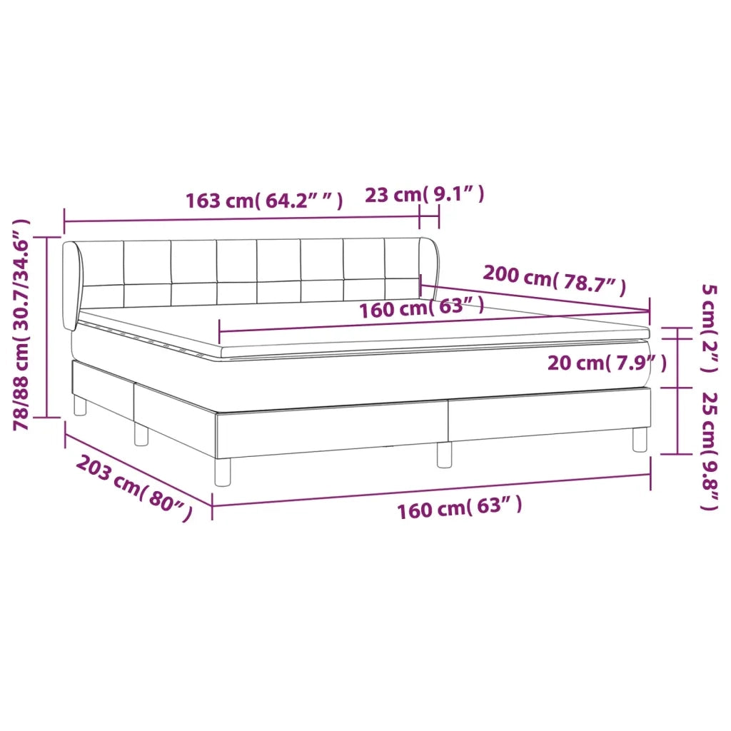 Giroletto a Molle con Materasso Grigio Chiaro 160x200cm Velluto