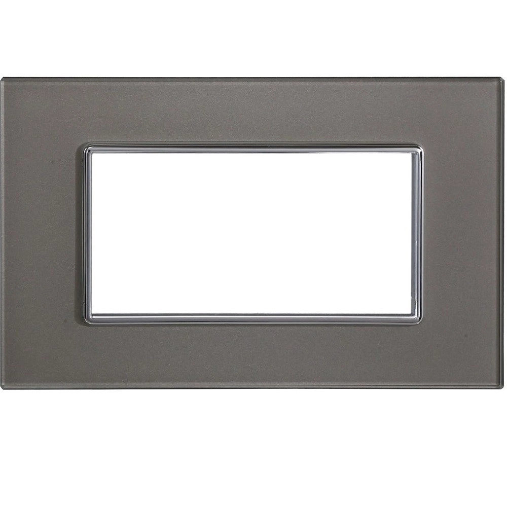 Trade Shop - Placca Cristal 3m 4m 6m Titanio Effetto Vetro Compatibile Con Bticino Axolute -  -4 Fori     -