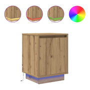 Set di 2 Comodini | Armadio da Notte | Mobiletto da notte con Luci a LED Rovere Artigianale 38x34x50 cm