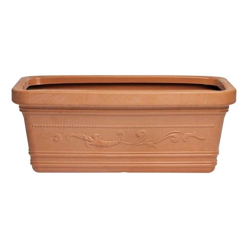 Vaso Rettangolare Resina Festonato Maxi misura 100x45x41H cm color Terracotta