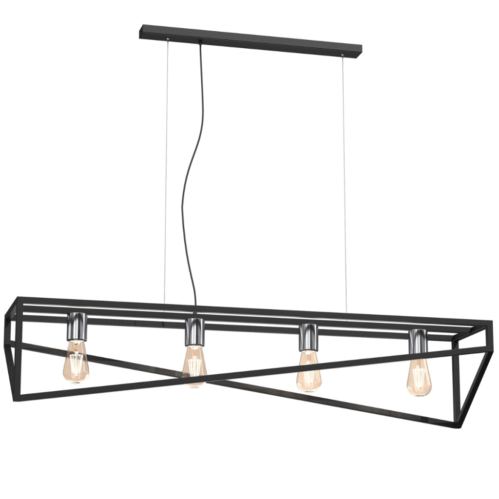 Lampada sospesa industriale nera Gote 4xE27 Luminex