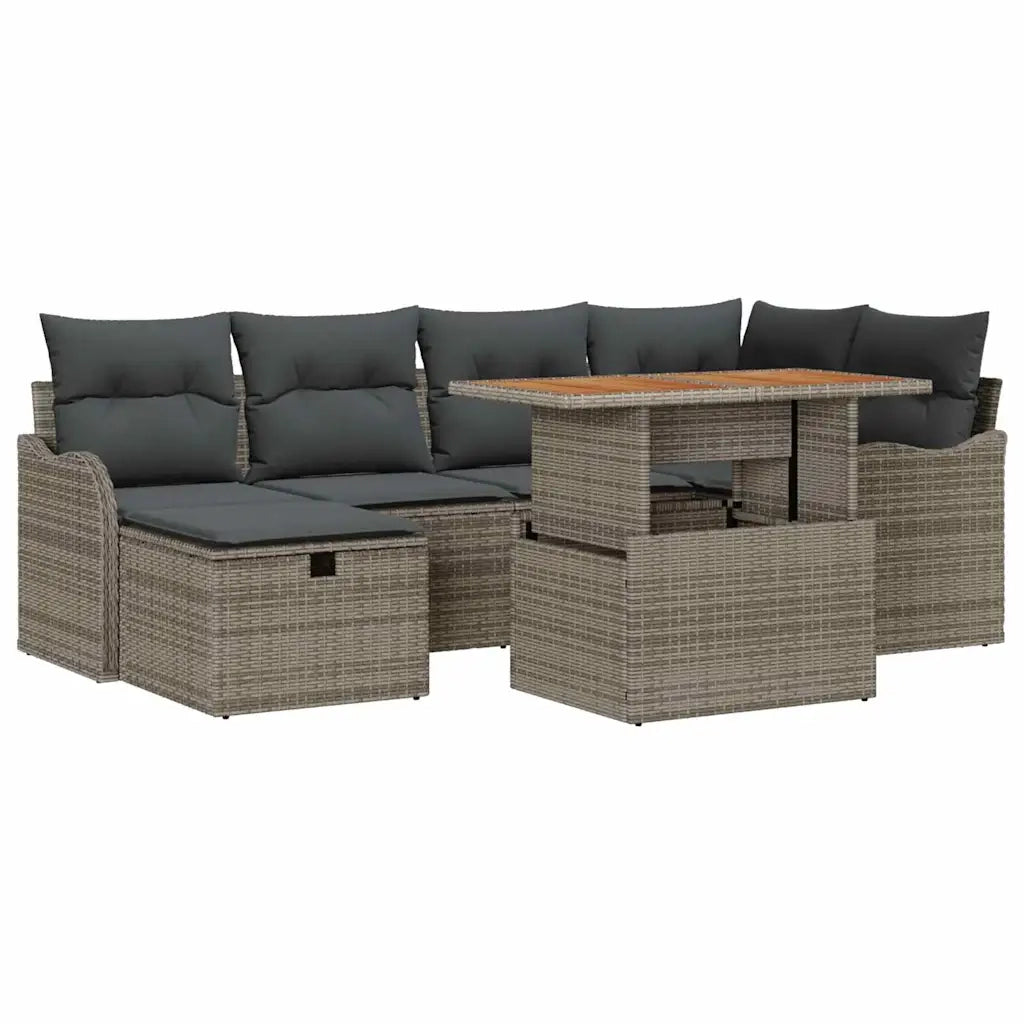 Set Divano da Giardino 7 pcs Grigio polyrattan