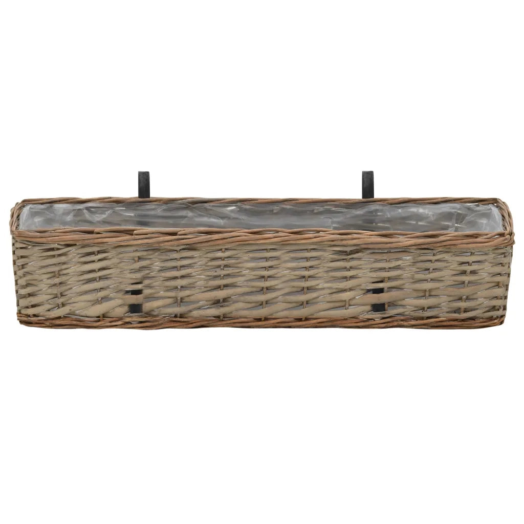 Fioriere da Balcone 2 pz in Vimini con Rivestimento in PE 80 cm 287642