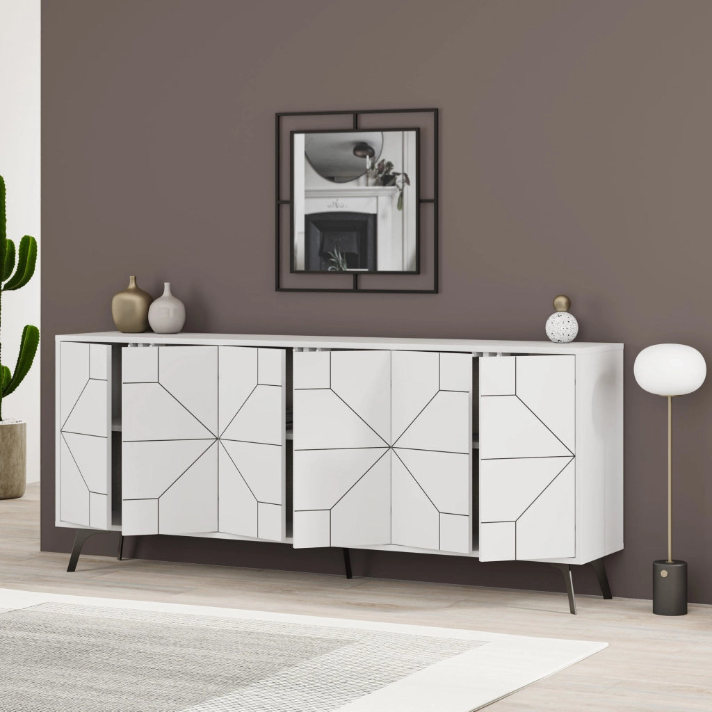 Credenza in legno "Dune" - 184 x 35 x 77 cm - Bianco