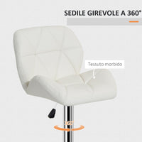 Sgabello da Bar Girevole 47x49x90-111 cm in Similpelle Bianco