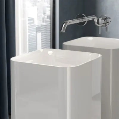 Lavabo freestanding squadrato Petit bianco in ceramica