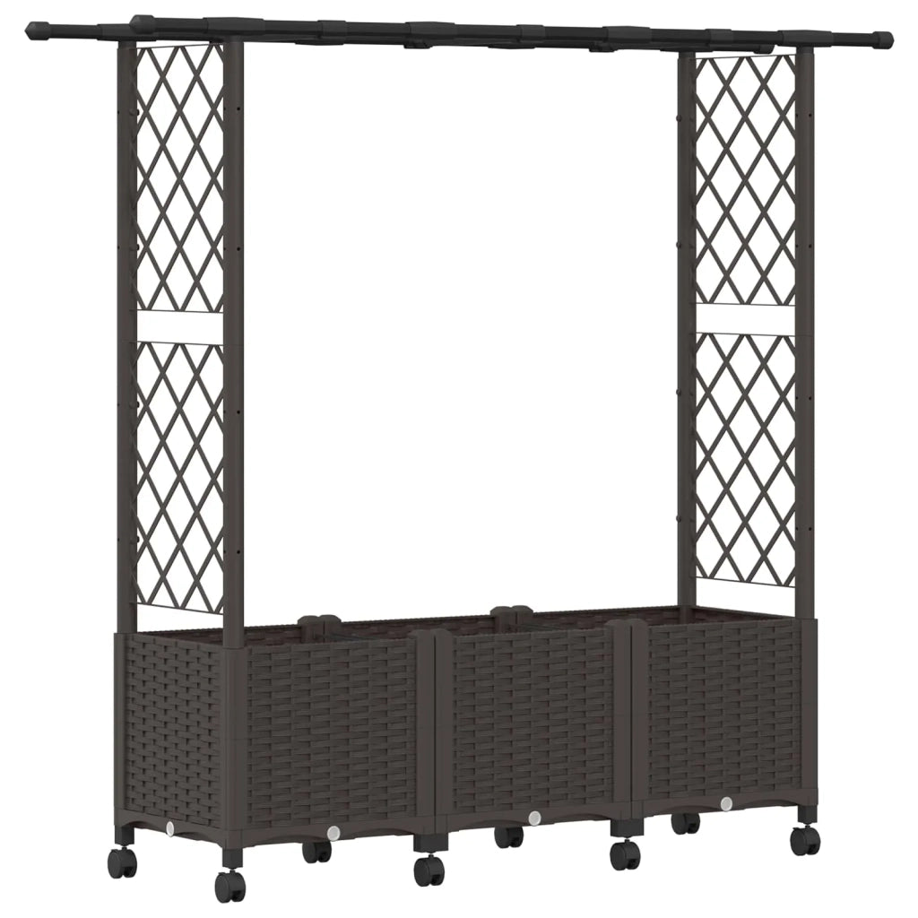 Letto Rialzato con Griglia e Tetto Marrone 162,5 x 40 x 142 cm 3423116