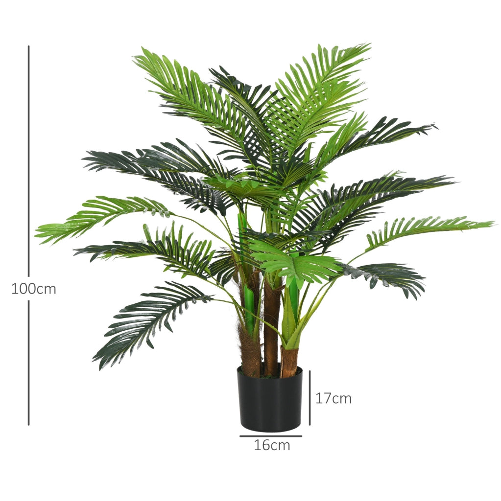 Palma artificiale verde in plastica con 5 tronchi, 105 cm