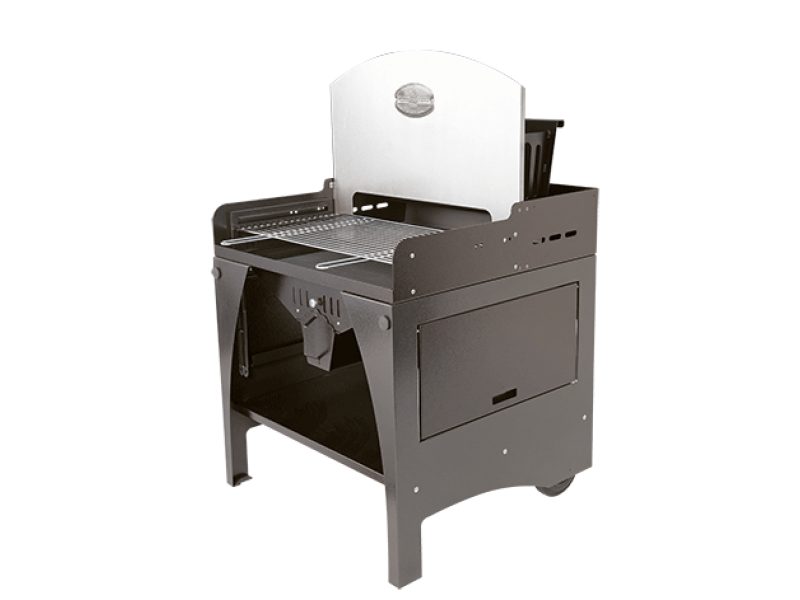 Barbecue a carbone o legna Maxi Rossofuoco 2 piani laterali