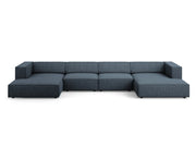 Cosmopolitan Design - Divano panoramico "Arendal" 6 posti in ciniglia blu reale 