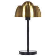 Lampada da Tavolo Comodino dorato con Base Rotonda in Metallo Nero Cupola Paralume Lampada da Lettura Glam