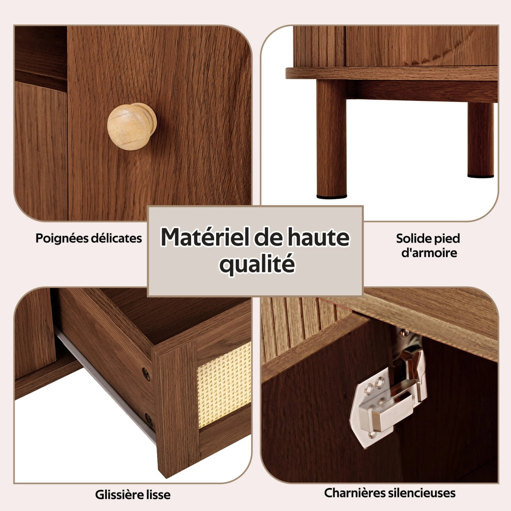 Mobile TV con 2 Ante; 2 Cassetti e Vani a Giorno; Stile Moderno; 175??36??51 cm; in MDF; Noce