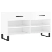 Panca Porta Scarpe | Scarpiera | Mobile per scarpe Bianco Lucido 102x35x55 cm Legno Multistrato