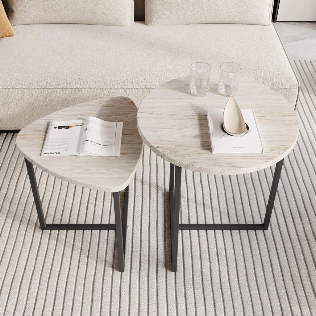TAVOLINO Set da 2 pezzi Design industriale 45x50,5 cm e 42x40 cm Metallo