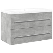 Set Mobili da Bagno | Armadio da bagno 2 pz Grigio Cemento in Legno Multistrato