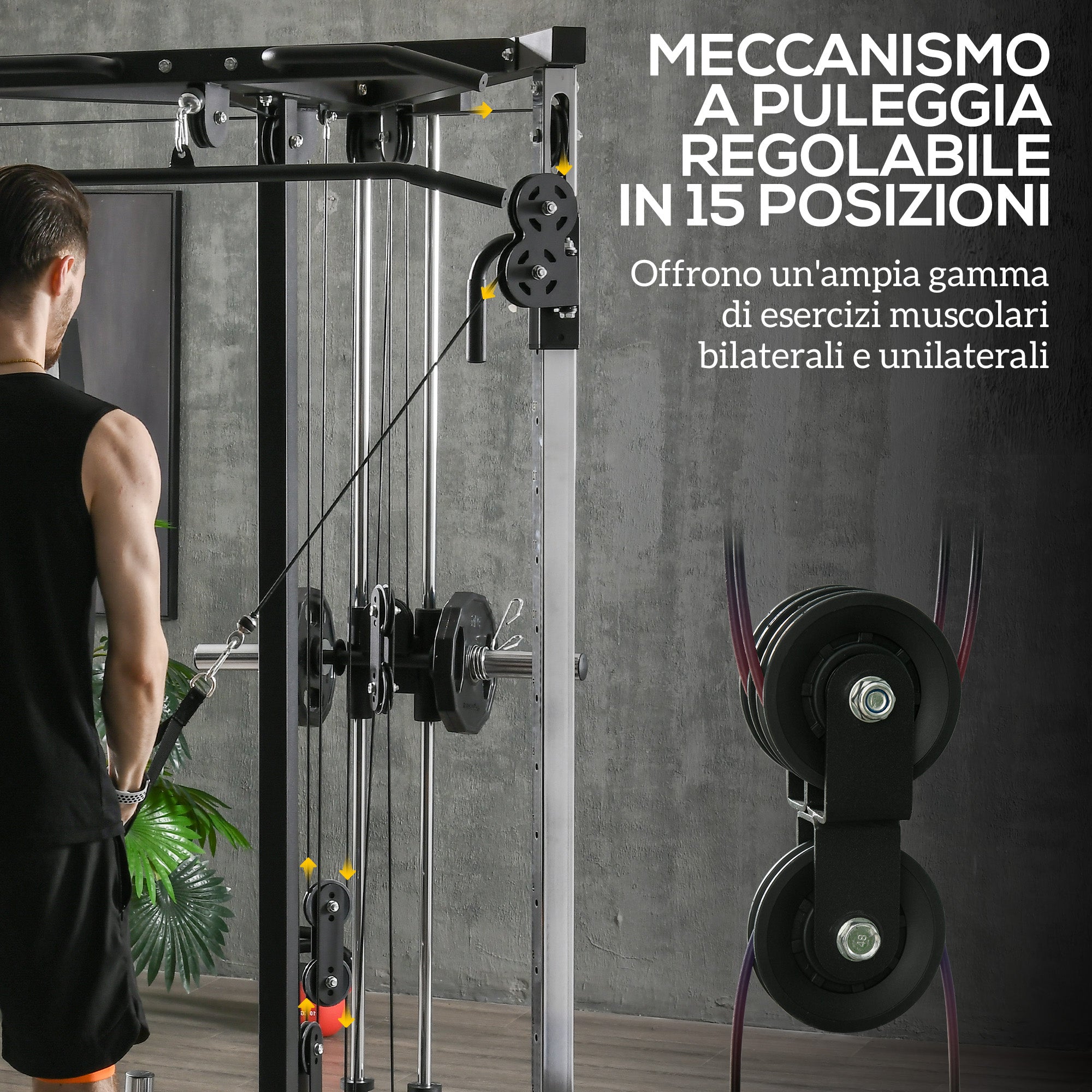 Stazione Fitness per Allenamento Totale 170x139x200 cm Power Tower in Acciaio Nero
